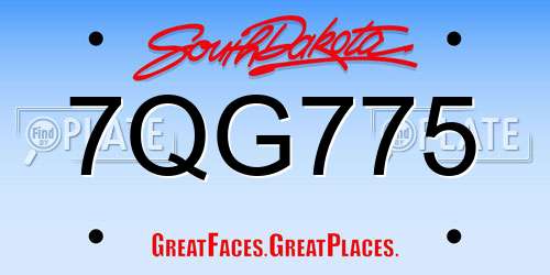 7QG775 South Dakota License Plate