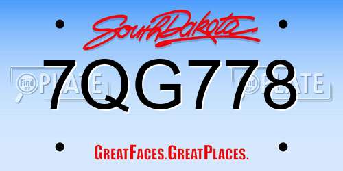 7QG778 South Dakota License Plate