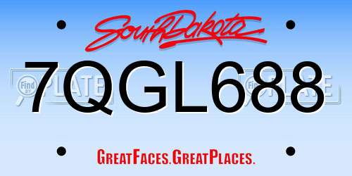 7QGL688 South Dakota License Plate