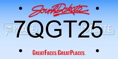 7QGT25 South Dakota License Plate