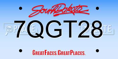 7QGT28 South Dakota License Plate