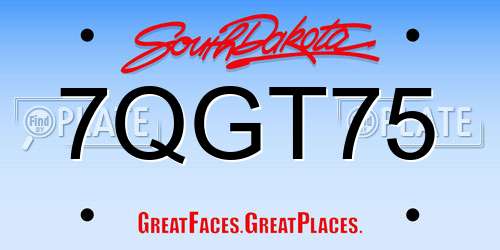 7QGT75 South Dakota License Plate