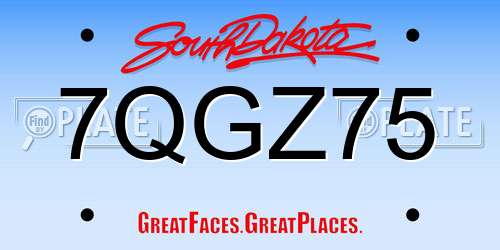 7QGZ75 South Dakota License Plate