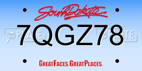 7QGZ78 South Dakota License Plate