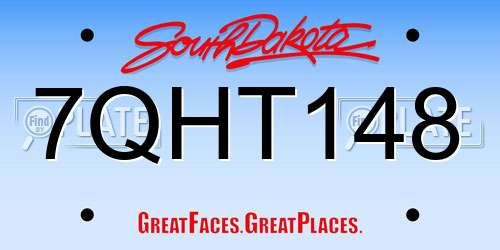 7QHT148 South Dakota License Plate