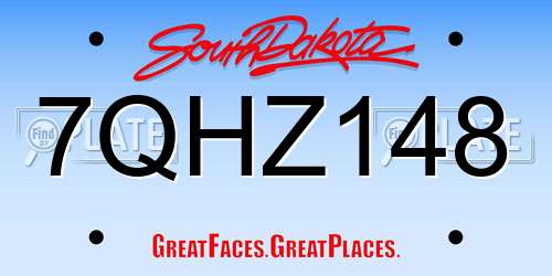 7QHZ148 South Dakota License Plate