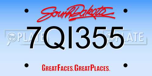 7QI355 South Dakota License Plate