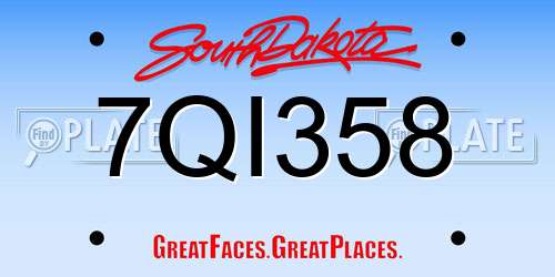 7QI358 South Dakota License Plate