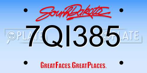 7QI385 South Dakota License Plate