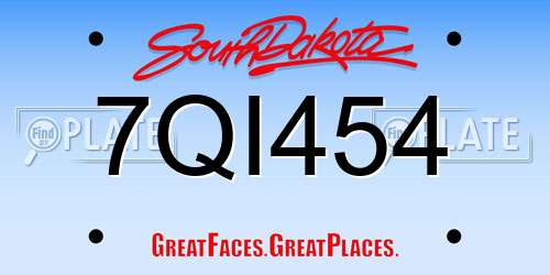 7QI454 South Dakota License Plate