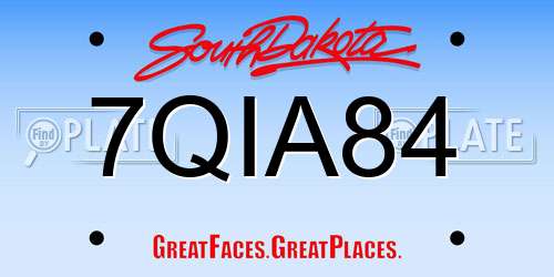 7QIA84 South Dakota License Plate