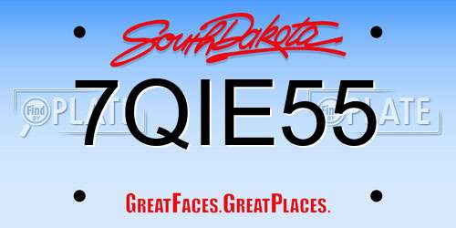 7QIE55 South Dakota License Plate