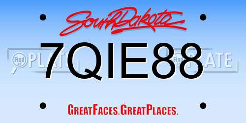 7QIE88 South Dakota License Plate