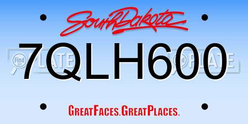 7QLH600 South Dakota License Plate