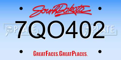 7QO402 South Dakota License Plate