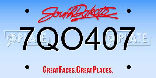 7QO407 South Dakota License Plate