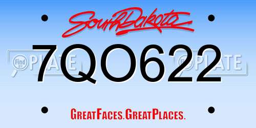 7QO622 South Dakota License Plate