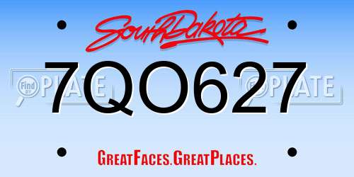 7QO627 South Dakota License Plate