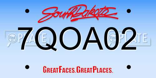 7QOA02 South Dakota License Plate