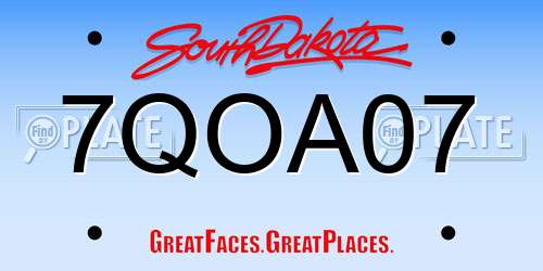 7QOA07 South Dakota License Plate