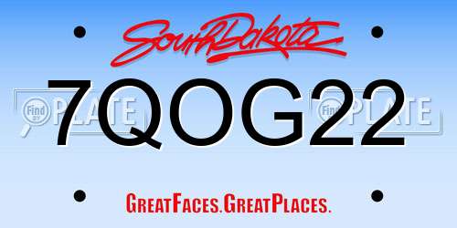 7QOG22 South Dakota License Plate