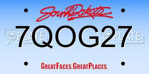7QOG27 South Dakota License Plate