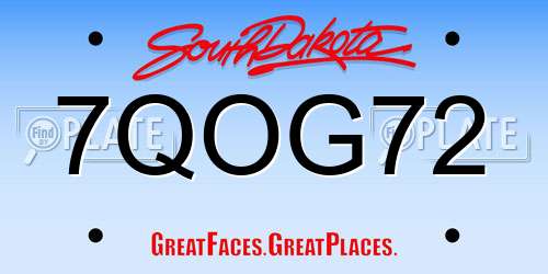 7QOG72 South Dakota License Plate