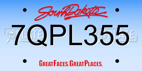 7QPL355 South Dakota License Plate