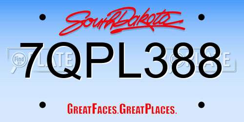 7QPL388 South Dakota License Plate