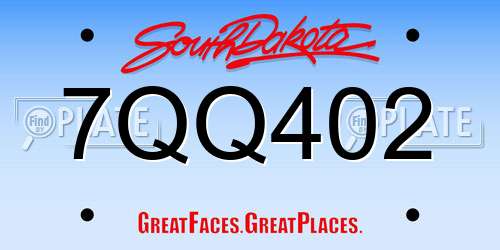7QQ402 South Dakota License Plate