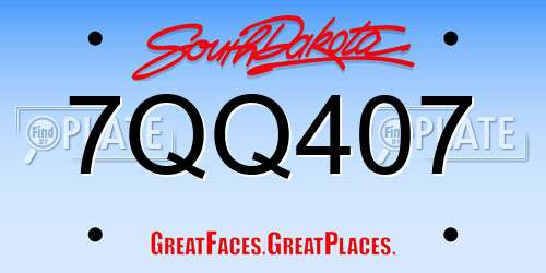 7QQ407 South Dakota License Plate