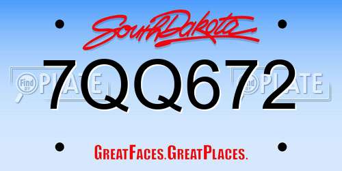 7QQ672 South Dakota License Plate
