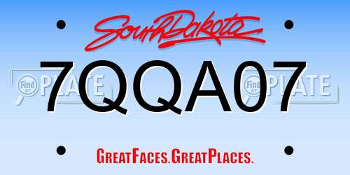7QQA07 South Dakota License Plate