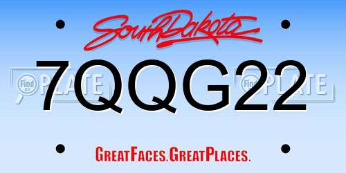 7QQG22 South Dakota License Plate