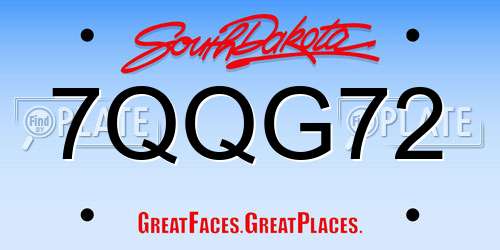 7QQG72 South Dakota License Plate