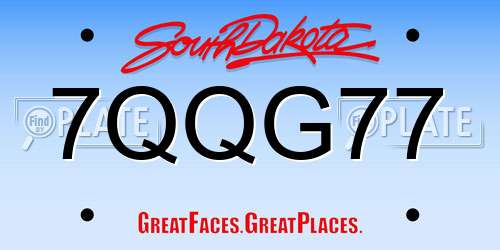 7QQG77 South Dakota License Plate