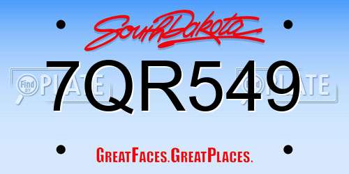 7QR549 South Dakota License Plate