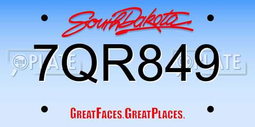 7QR849 South Dakota License Plate