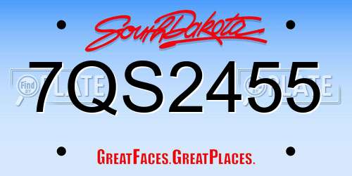 7QS2455 South Dakota License Plate