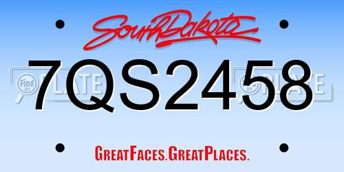 7QS2458 South Dakota License Plate