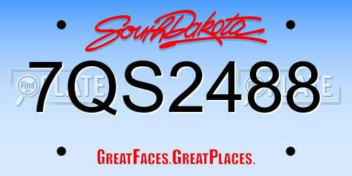 7QS2488 South Dakota License Plate