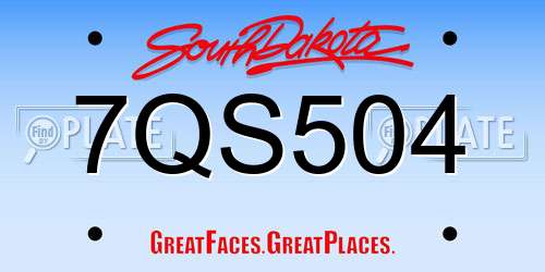 7QS504 South Dakota License Plate