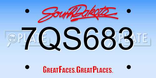 7QS683 South Dakota License Plate