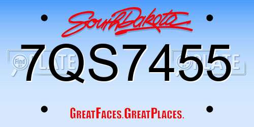 7QS7455 South Dakota License Plate