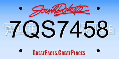 7QS7458 South Dakota License Plate