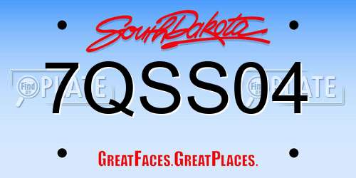 7QSS04 South Dakota License Plate
