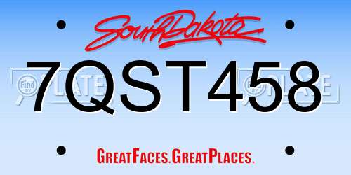 7QST458 South Dakota License Plate