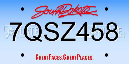 7QSZ458 South Dakota License Plate