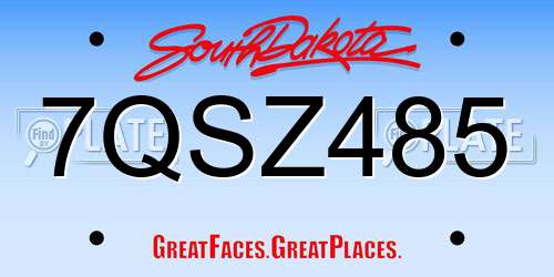 7QSZ485 South Dakota License Plate