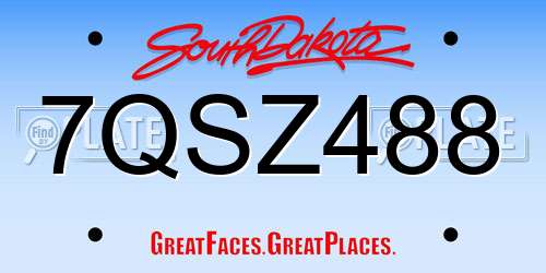7QSZ488 South Dakota License Plate